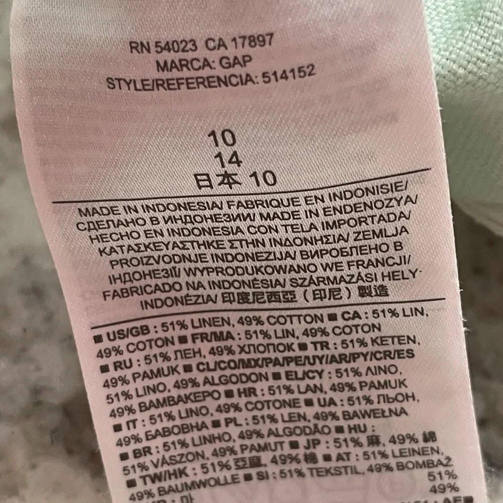 Mint green linen cotton Gap boyfriend roll up short 9 inch inseam - Picture 8 of 8